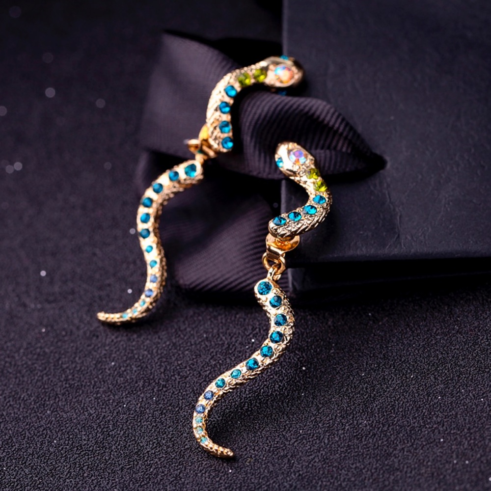 2/$20! Gold/Colored Crystal Snake Earring Jackets - Picture 2 of 9